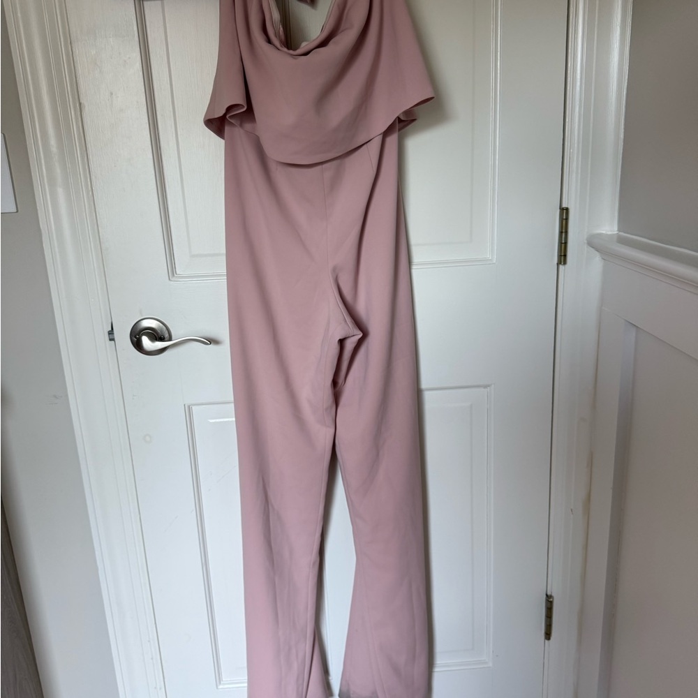 JAYGODFREY Blush Off-Shoulder Jumpsuit